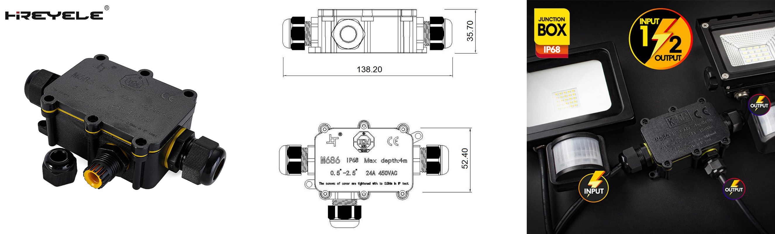 Plastic Gland Junction Box 3 Way