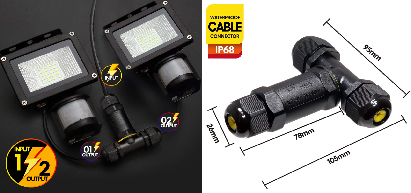 3 Way T Type IP68 Connector