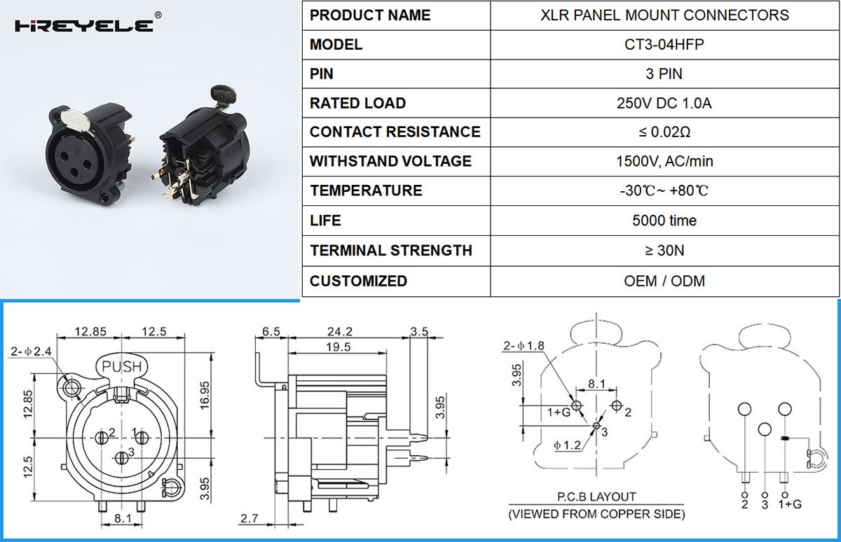 XLR CONNECTOR CHASSIS MOUNT XLR CONNECTOR CHASSIS MOUNT