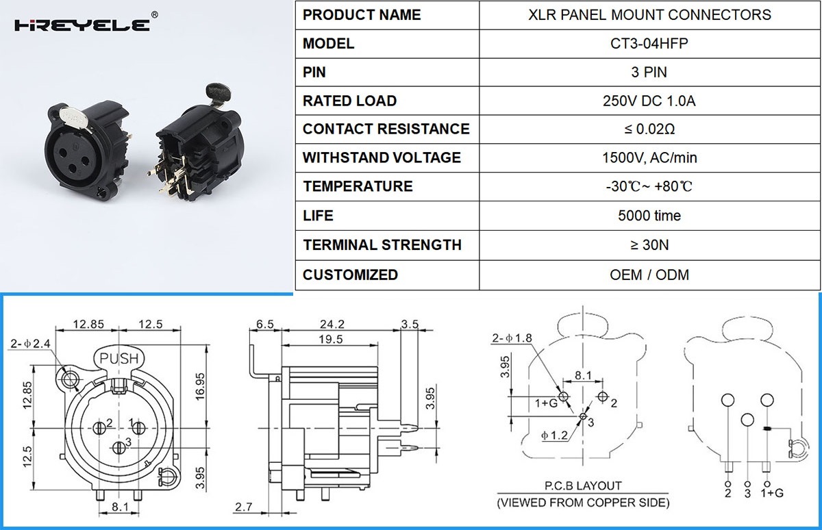 XLR CONNECTOR CHASSIS MOUNT