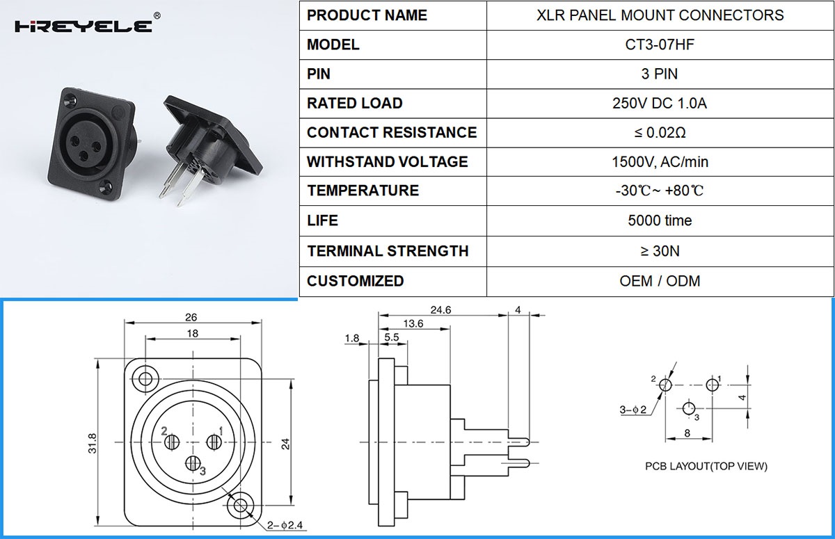 3 PIN XLR FEMALE SOCKETS