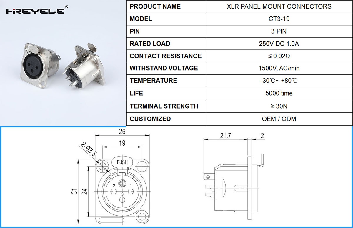 XLR FEMALE CONNECTOR METAL HOUSING