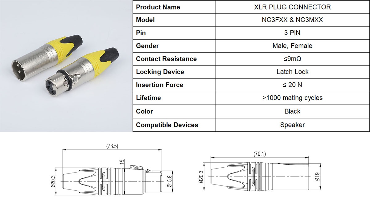 3 Pin XLR Plug Male and Female