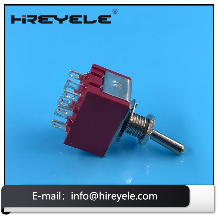 Mini Panel Mount ON-ON 3PDT 9Pin Red Toggle Switch