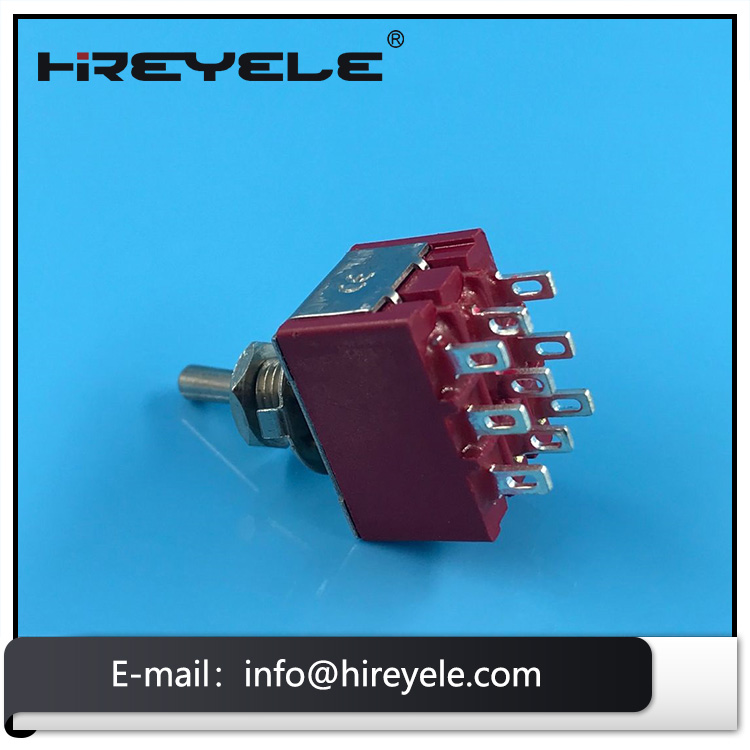 Mini Panel Mount ON-ON 3PDT 9Pin Red Toggle Switch