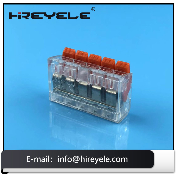 Lever Wire Connectors 221 Series 5 Pins Push-in Wire Terminal Block Quick Splicing Wire Connector