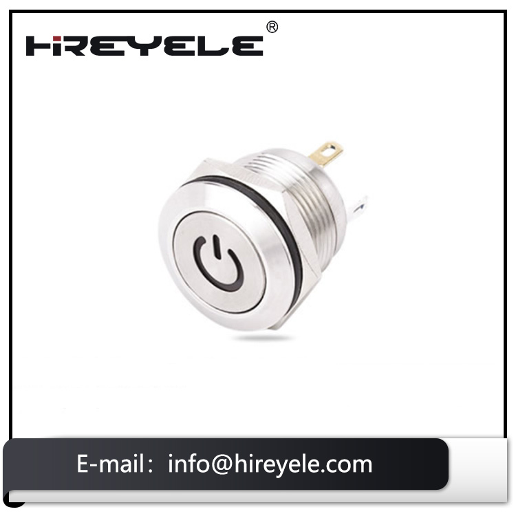 16mm mounting flat round led metal momentary push button switch