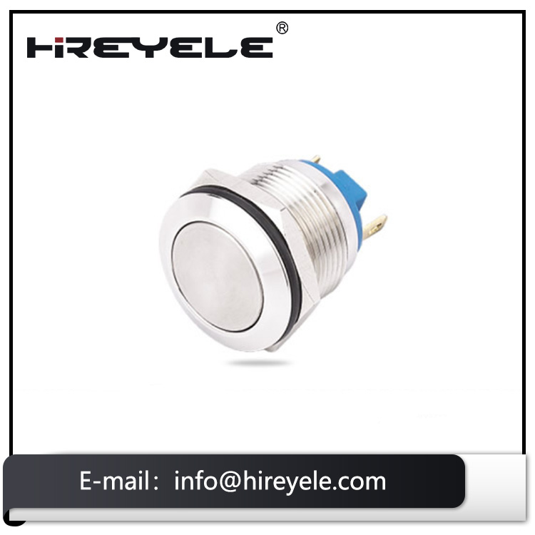 China supplier 19mm flat round stainless illuminated momentary waterproof push button switch 