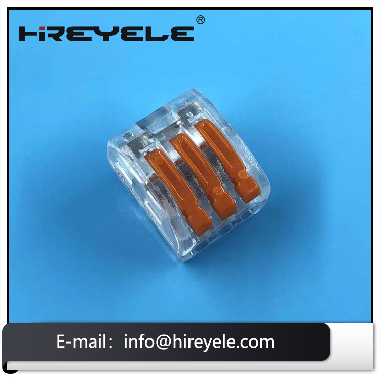 LED lighting quick wire push-fit connector 3 poles transparent housing lever nuts wire connector 