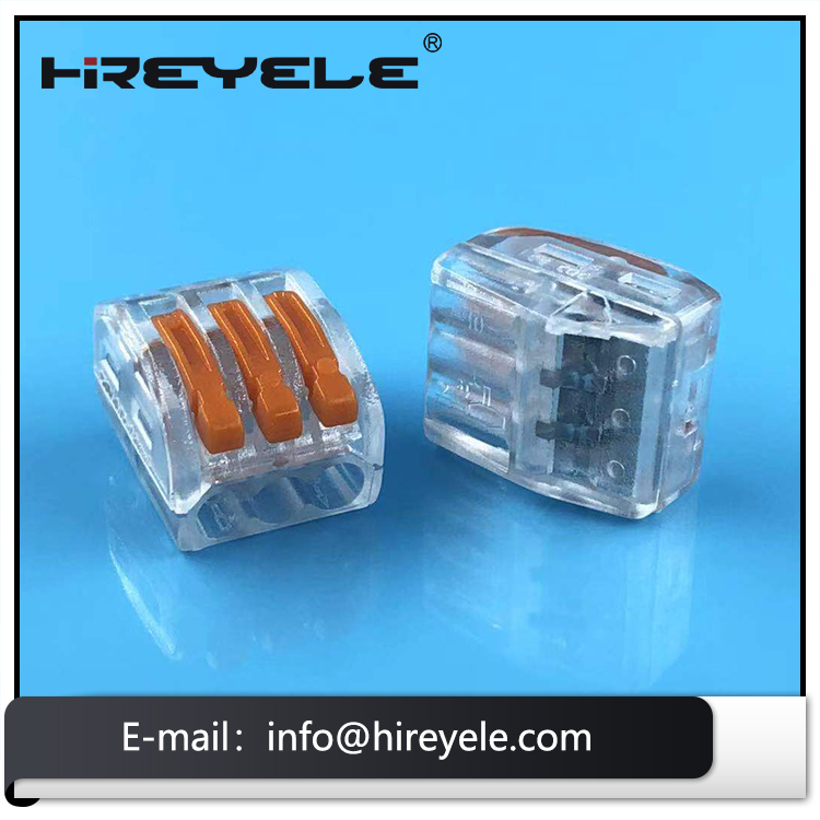 LED lighting quick wire push-fit connector 3 poles transparent housing lever nuts wire connector 