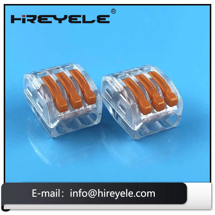 LED lighting quick wire push-fit connector 3 poles transparent housing lever nuts wire connector 