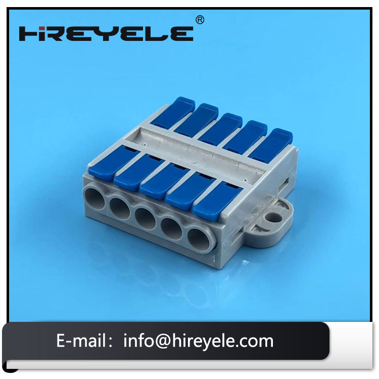 Compact Wire Connector 5 Ports Lever Nut Wire Connector Circuit Inline Butt Splice Terminal Connector