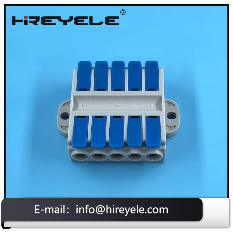 Compact Wire Connector 5 Ports Lever Nut Wire Connector Circuit Inline Butt Splice Terminal Connector
