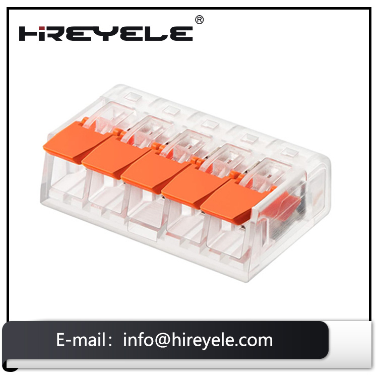 Lever Wire Connectors 221 Series 5 Pins Push-in Wire Terminal Block Quick Splicing Wire Connector
